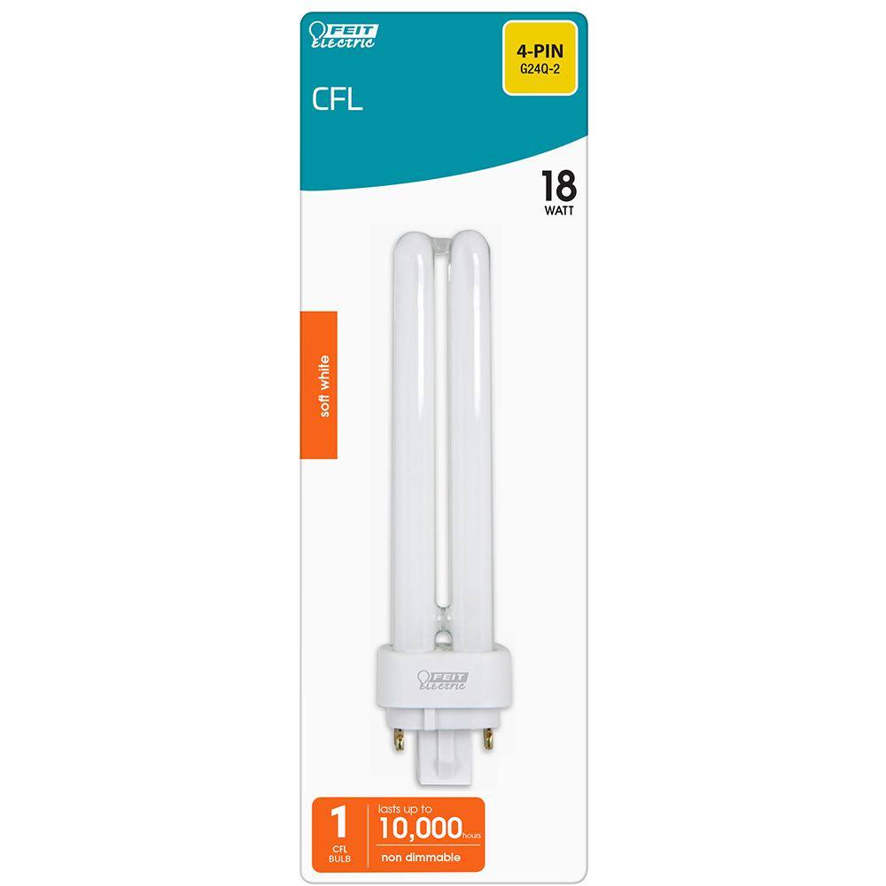 Feit Electric 18-Watt Equivalent PL CFLNI Quad Tube 4-Pin G24Q-2 Base Compact Fluorescent CFL Light Bulb Soft White 2700K (1-Bulb) BPPLD18EHDRP