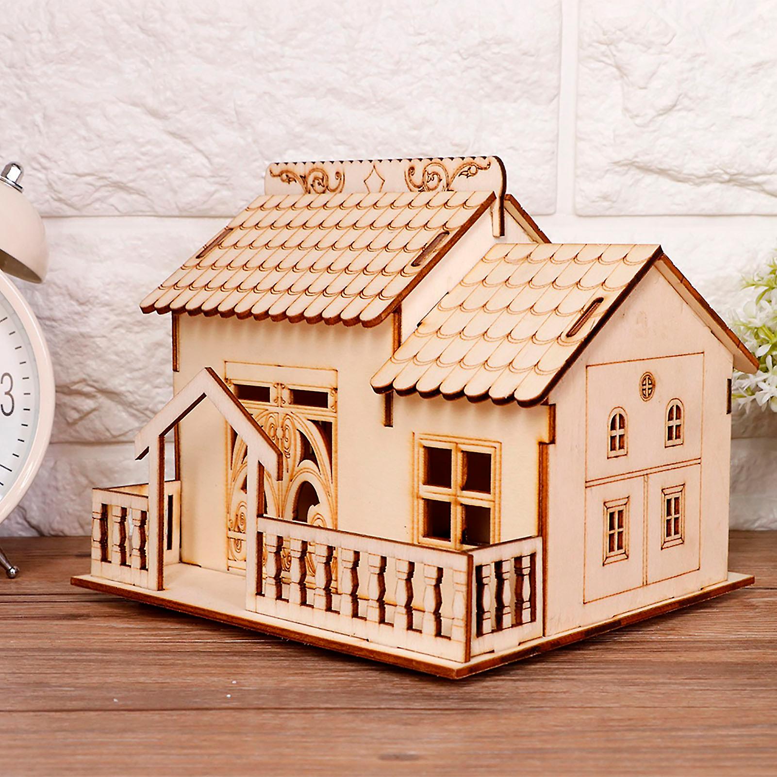 Miniature Villa Money Coin Storage Box Money Bank House Model Home Decor(triangular Gate)