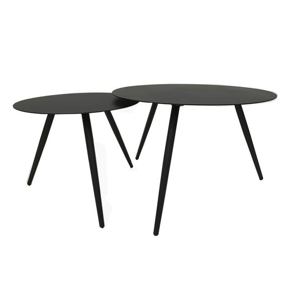 Ryker Metal Outdoor Nesting Side Tables， Black