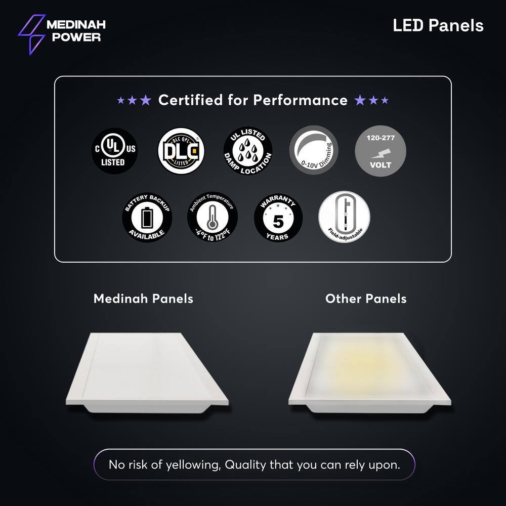 MEDINAH POWER 1x4 LED Back-Lit Panel Adjustable Watt and CCT (4-Pack) DPS-14-U-P-ET-4