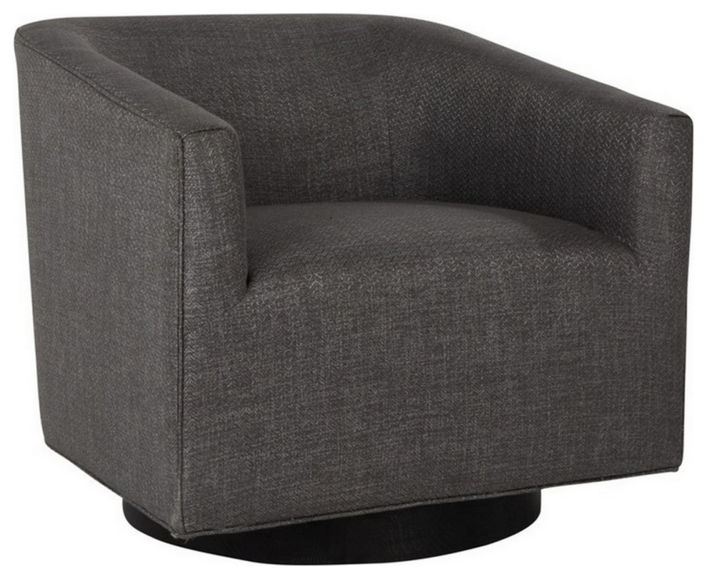 30 Inch Modern Swivel Accent Chair Handcrafted Ash Wood Gray Polyester   Armchairs And Accent Chairs   by Dot  ampBo  Houzz