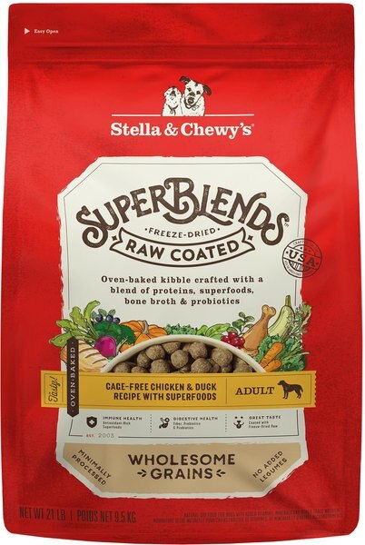 Stella and Chewy's SuperBlends Raw Coated Wholesome Grains Cage-Free Chicken and Duck Recipe with Superfoods Dry Dog Food