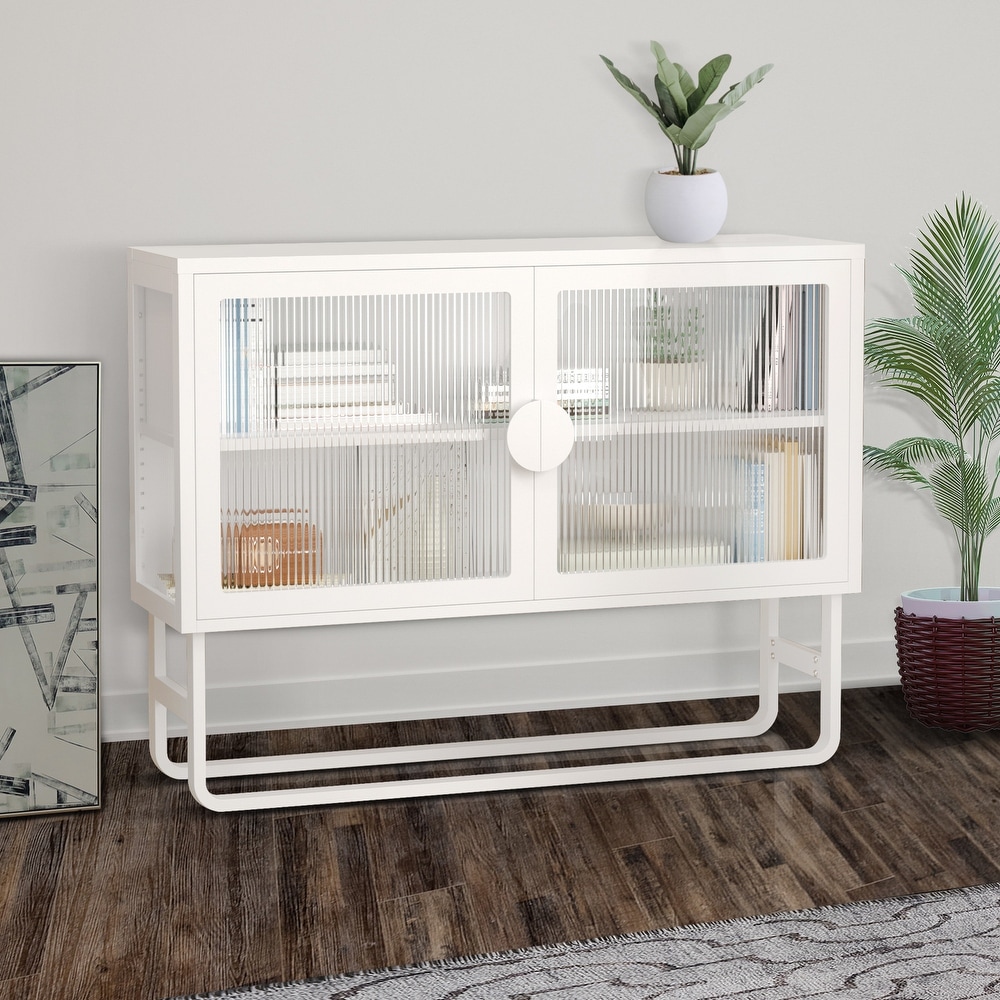 Storage Cabinet with 2 Glass Doors and Shelf