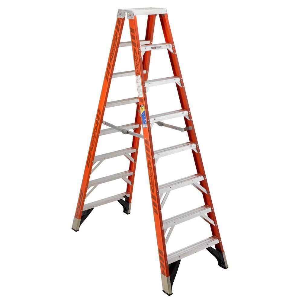 Werner 10 ft. Fiberglass Twin Step Ladder with 375 lb. Load Capacity Type IAA Duty Rating T7410