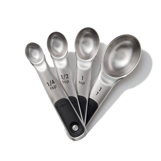 Oxo 4pc Stainless Steel Magnetic Measuring Spoons Black