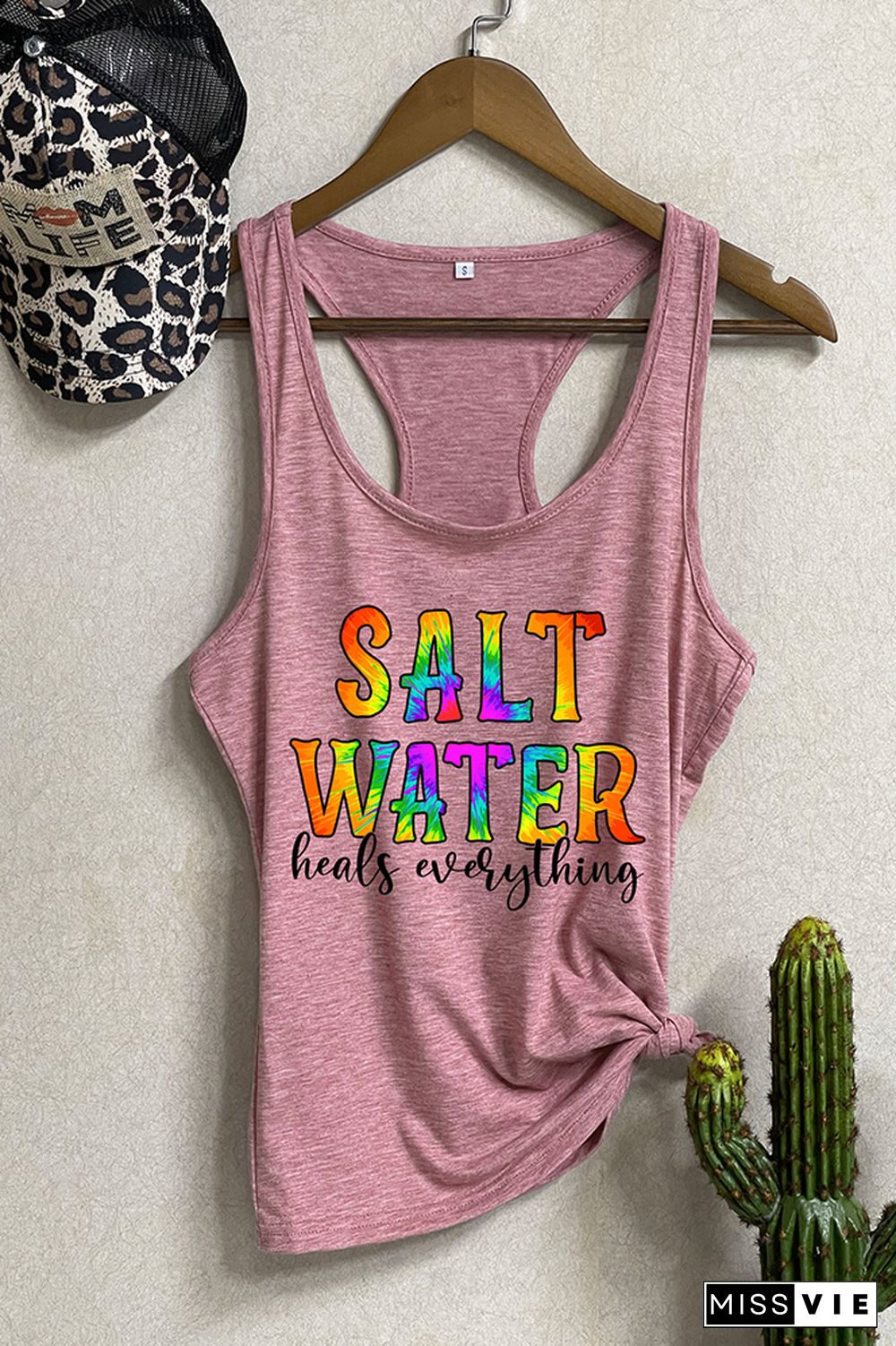 Salt Water Heels Everything Letter Print Graphic Tank Top