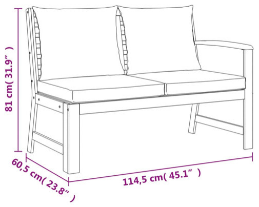 vidaXL Patio Dining Set 4 Piece Table and Chair with Cushions Solid Wood Acacia   Transitional   Outdoor Dining Sets   by vidaXL LLC  Houzz