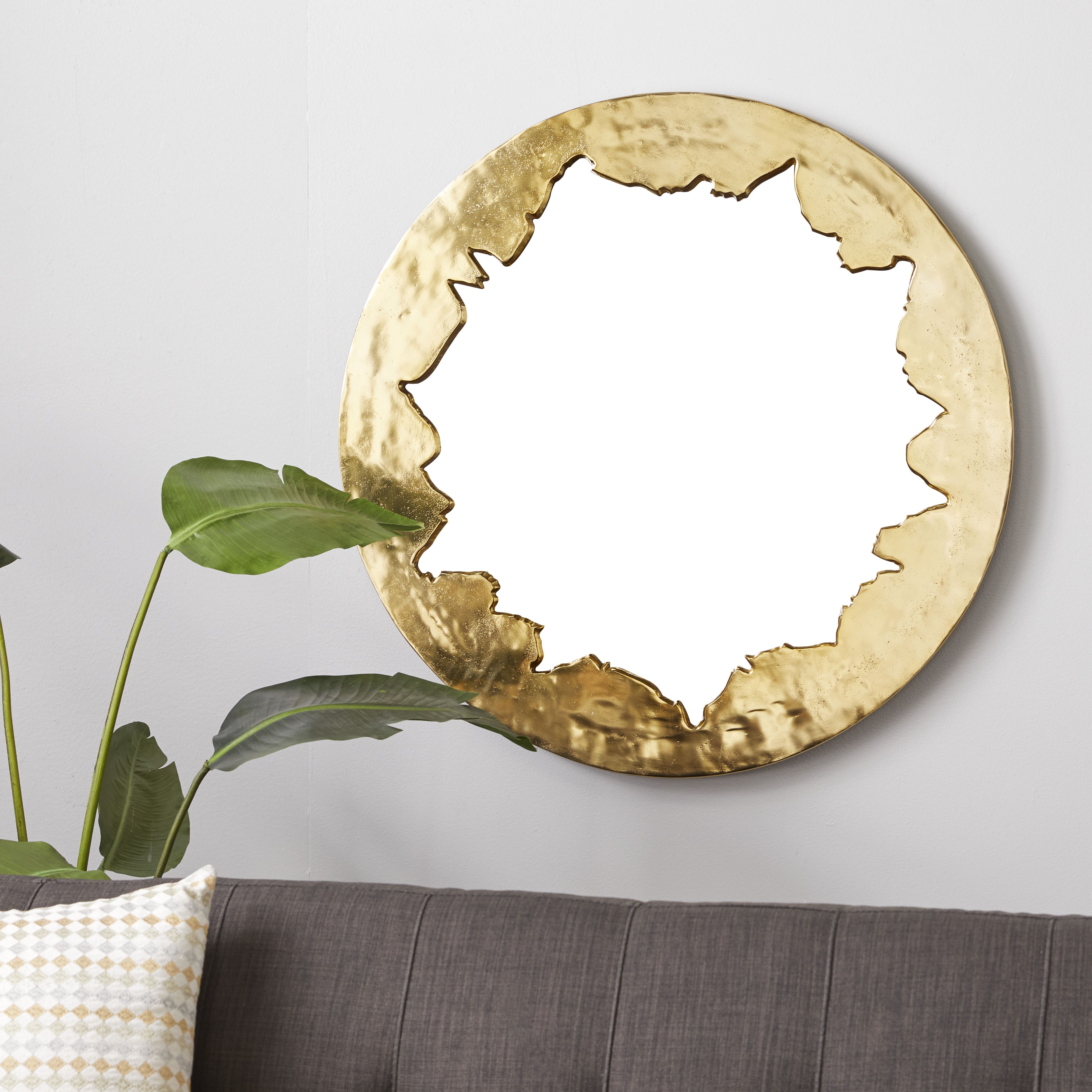 Gold Aluminum Contemporary Wall Mirror