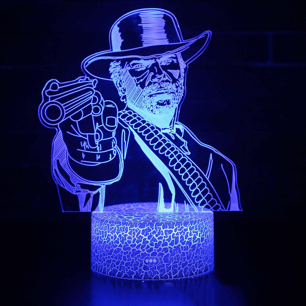 Red Dead Redemptions Illusion Lamp 3d Night Light With 16 Color Change Remote Control，room Dcor