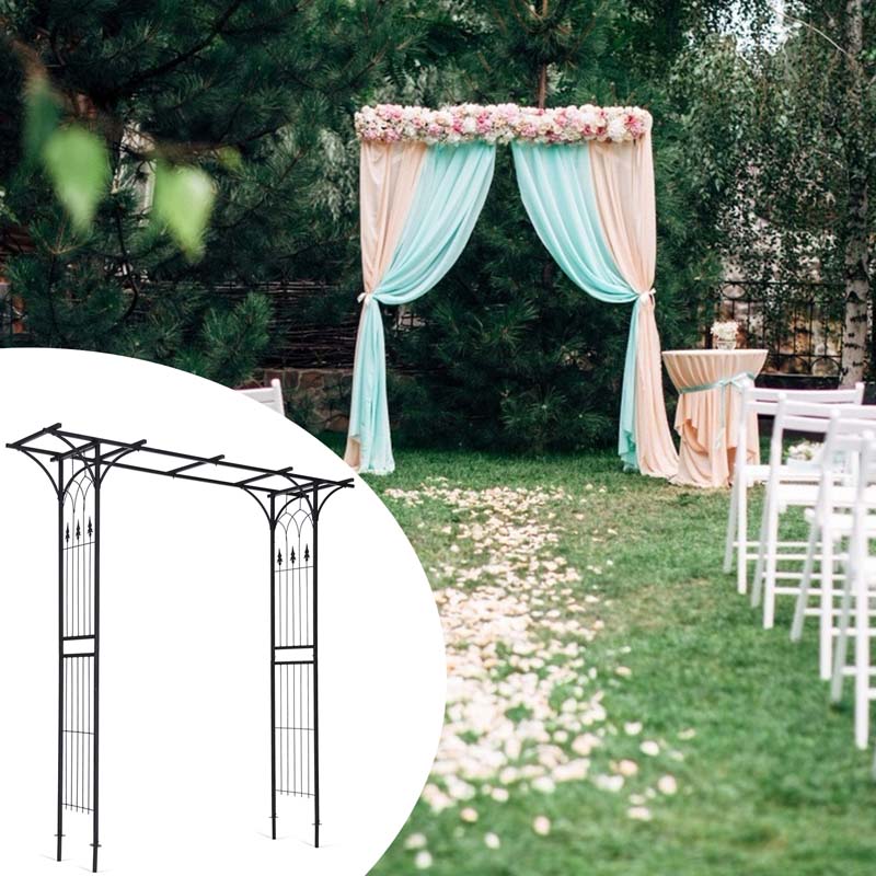 82'' x 20.5'' Wedding Metal Arbor Garden Arch Trellis for Rose Vines Plant Climbing, Outdoor Gardening Walkway Arches