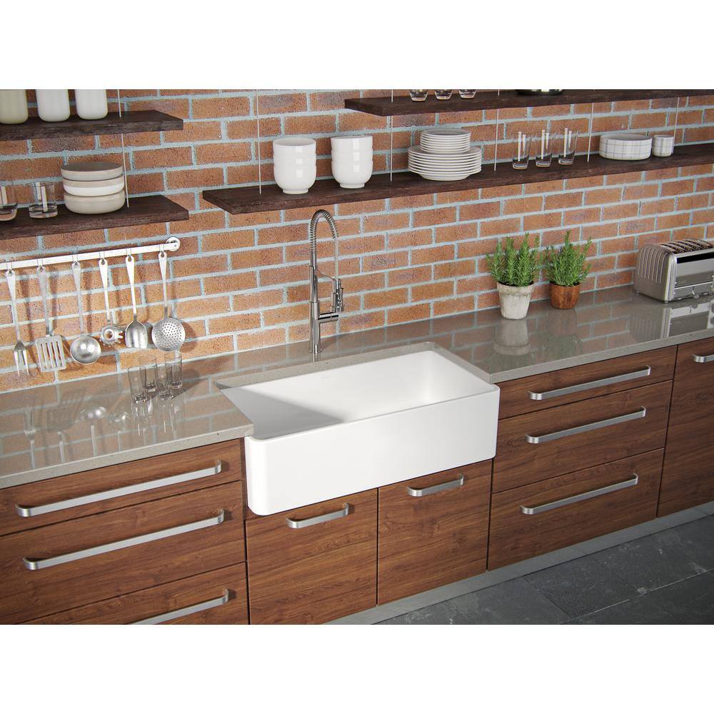 LaToscana La Toscana Farmhouse Apron-Front Fireclay 36 in. Single Basin Kitchen Sink in White LTW3619W