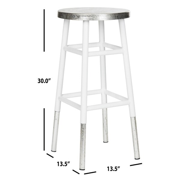 SAFAVIEH 30 -inch Kenzie Silver Dipped White / Silver Barstool - 13.5