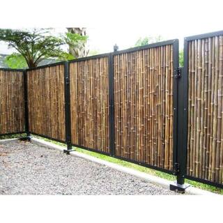 Backyard X-Scapes 1 in. D x 3 ft. H x 8 ft. W Natural Black Bamboo Fencing Garden Screen Rolled Fence Panel HDD-BF11BLACK