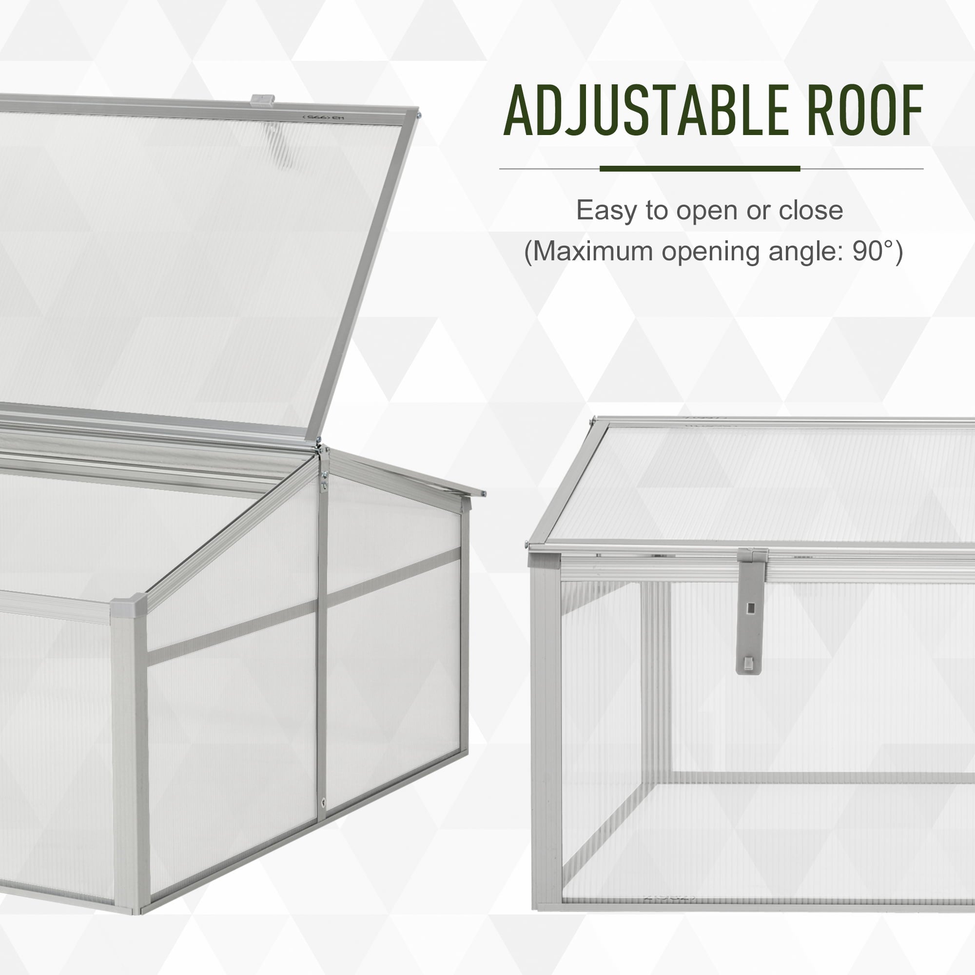 Outsunny 39" Aluminum Vented Cold Frame Mini Greenhouse Kit w/ Ventilated Roof