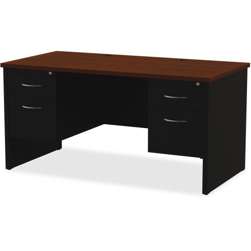 Lorell Walnut Laminate Commercial Steel Desk Series Pedestal Desk - 4-Drawer (79141)