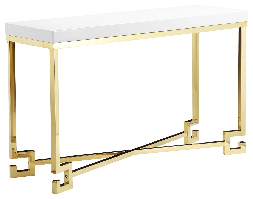 Sophia Console  White Lacquer and Gold   Contemporary   Console Tables   by Pangea Home  Houzz