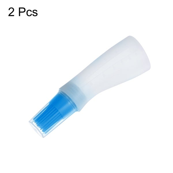 2pcs Silicone Oil Bottle Brush with Cap for Barbecue Cooking Baking， Blue