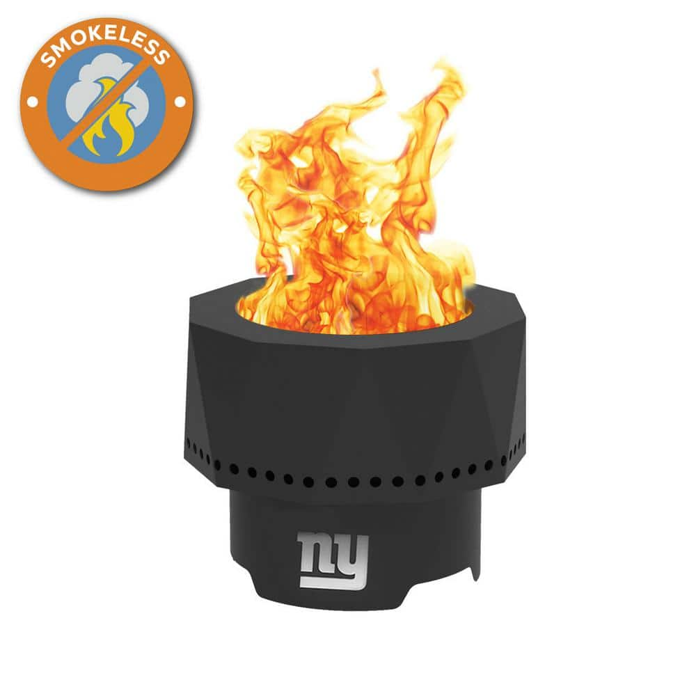 BLUE SKY OUTDOOR LIVING The Ridge NFL 15.7 in. x 12.5 in. Round Steel Smokeless Wood Pellet Portable Fire Pit with Bag, Screen-New York Giants PFP1513-GIANTS