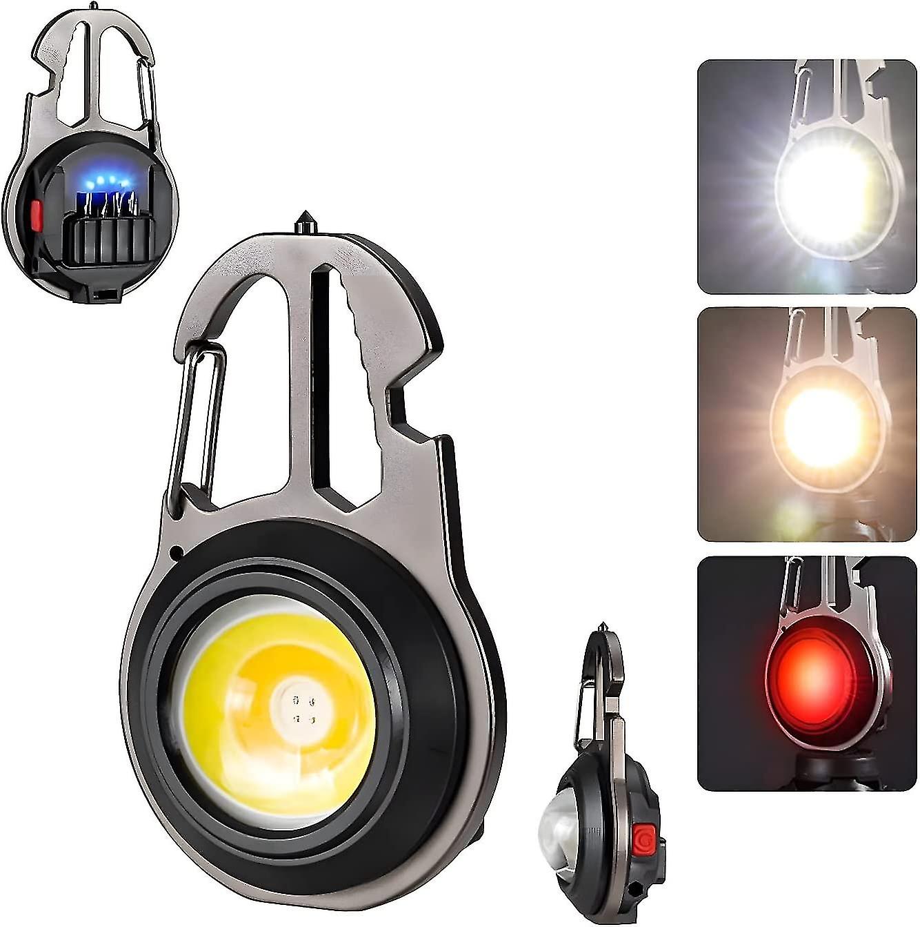 Keychain 7 Modes Functal Keychain 500 Lumen Led Recharable Portable Keyring Flash