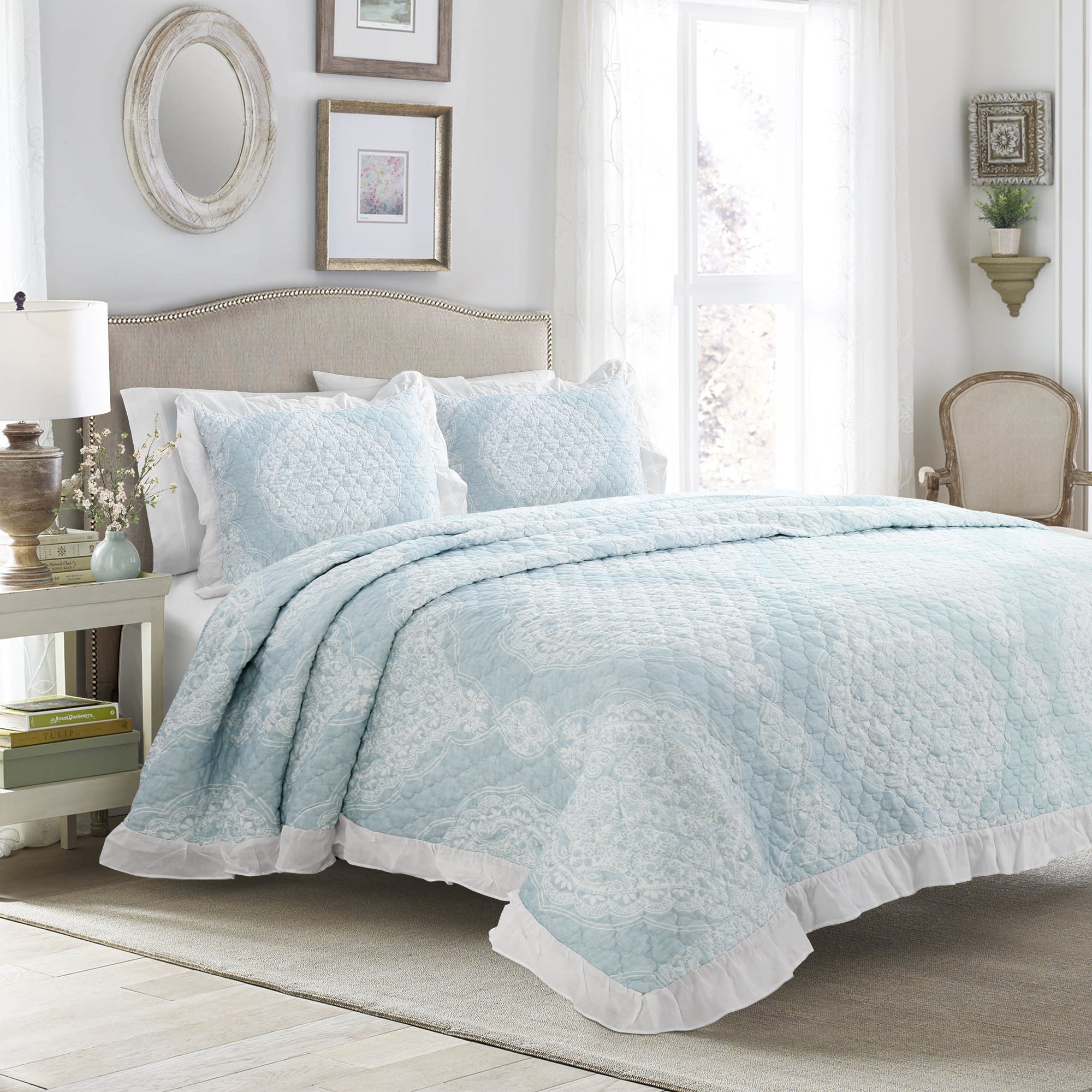 Lucianna Ruffle Edge Cotton Bedspread Set