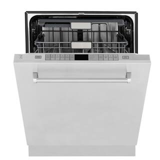 ZLINE Kitchen and Bath Monument Series 24 in. Top Control 6-Cycle Tall Tub Dishwasher w 3rd Rack in Stainless Steel DWMT-304-24