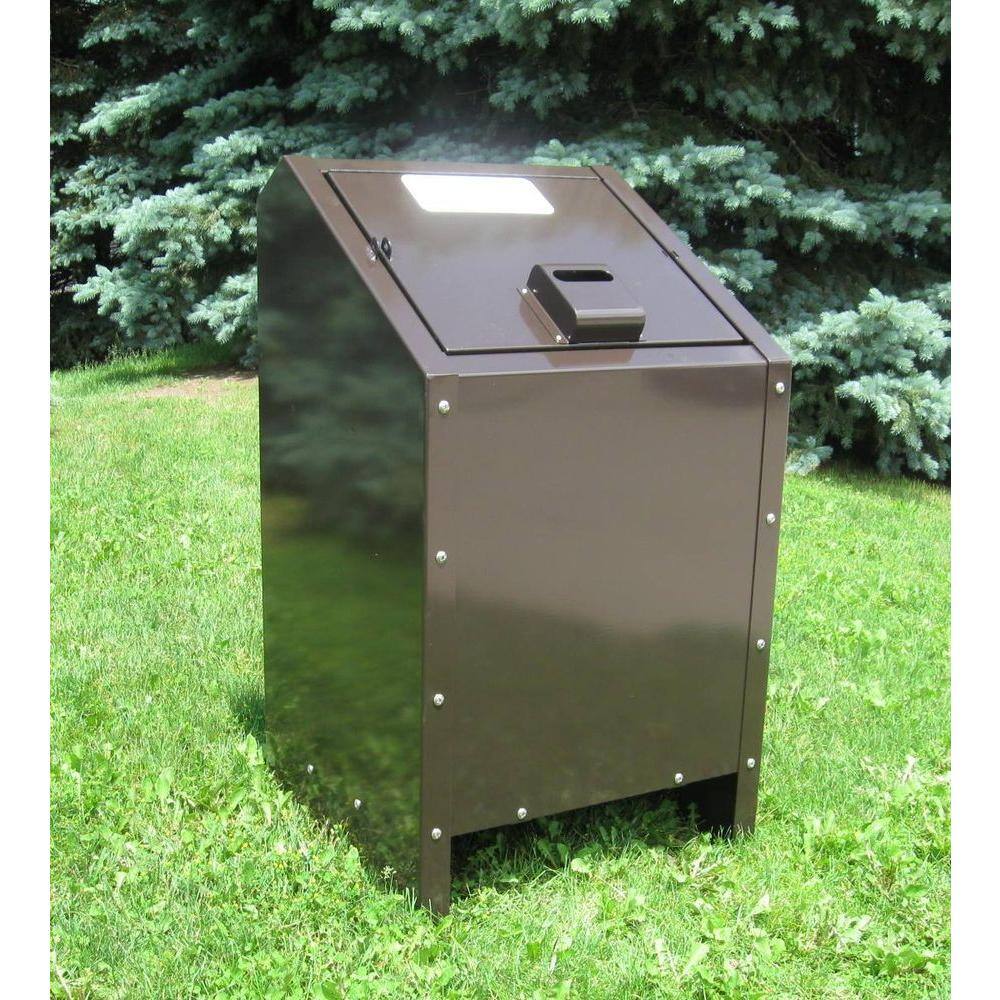 Paris 34 Gal. Metal Animal Proof Trash Can in Brown 461-311-0002