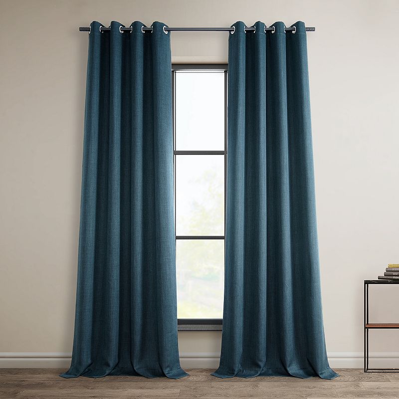 EFF Faux Linen Grommet Room Darkening Window Curtain