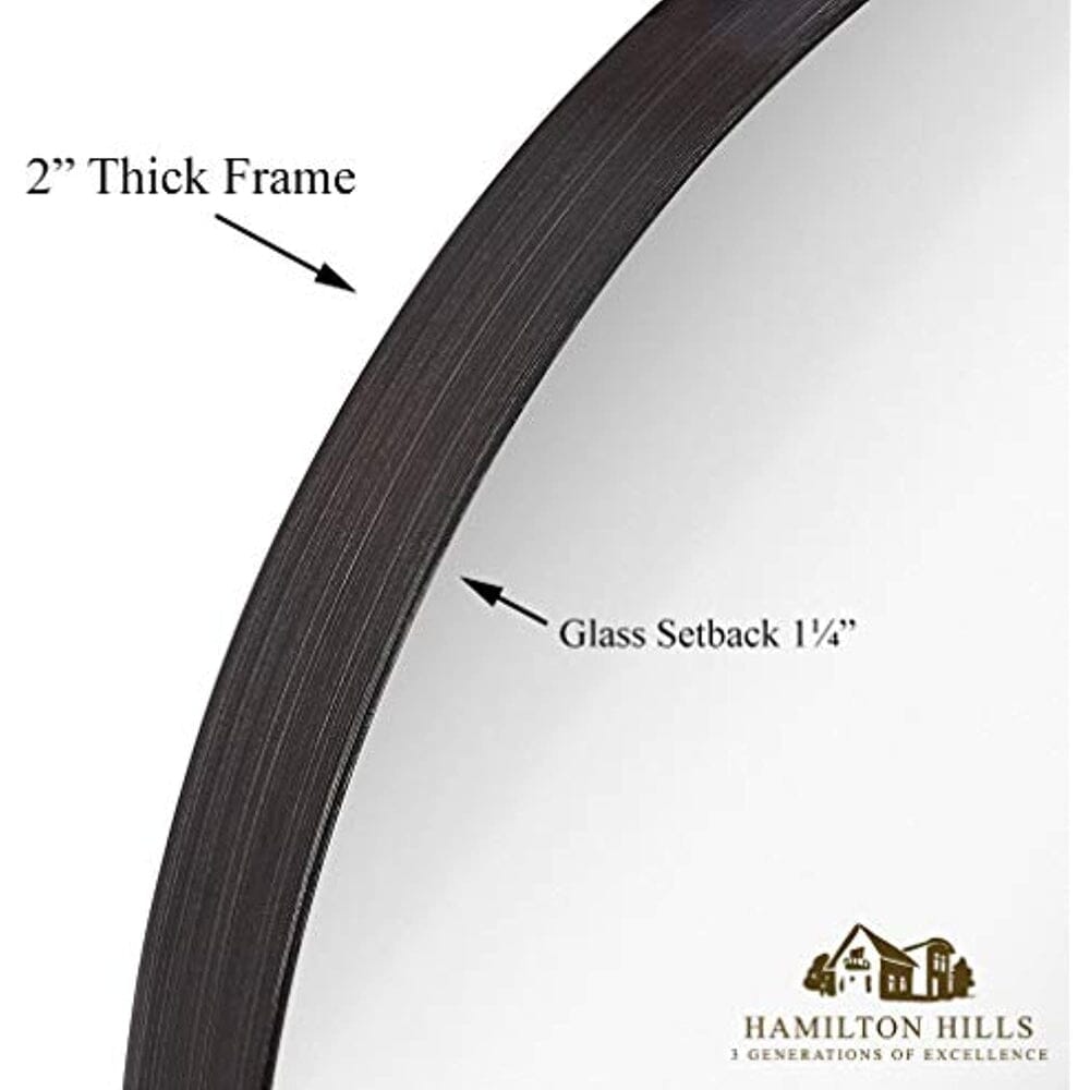 Contemporary Brushed Metal Black Wall Mirror (18