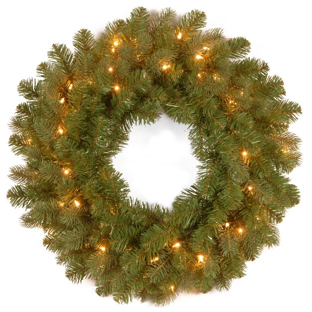 24 In Pre lit Downswept Douglas Wreath With Warm White Led Lights National Tree Company