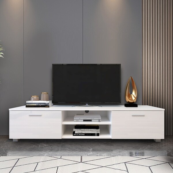 63 inch TV Stand Media Center with 2 Large-Capacity Side Door Cabinet