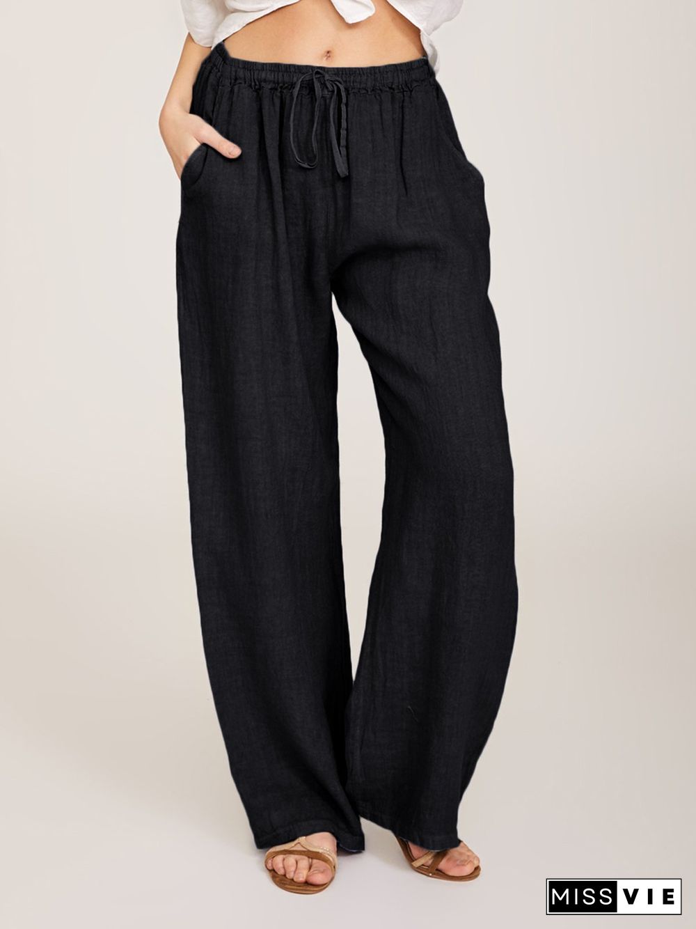 Wommer Solid Wide Leg Pants