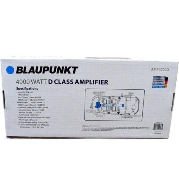 BLAUPUNKT 4000-Watt Max 1-CH Monoblock Class D Stereo Car Audio Amplifier AMP4000D