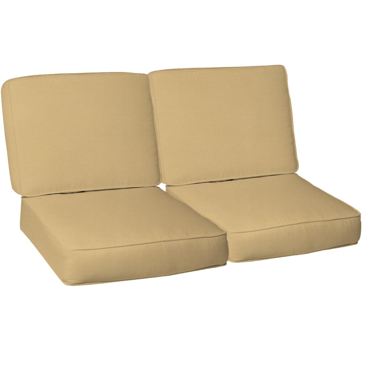 Sunbrella Canvas Wheat 4 Piece Large Outdoor Replacement Loveseat Cushion Set W/ Piping By Signature