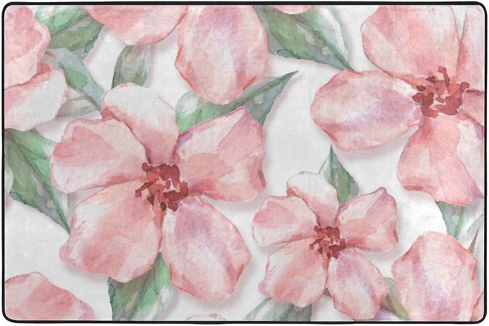 Delicate Flowers Area Rug Pad - 36 X 24 Inch - 100% Light Weight Polyester Fabric For Living - Bedroom