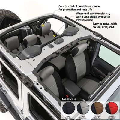 Smittybilt 472122 Charcoal/Black Neoprene Seat Covers for 2018+ Jeep Wrangler JL 4-Door