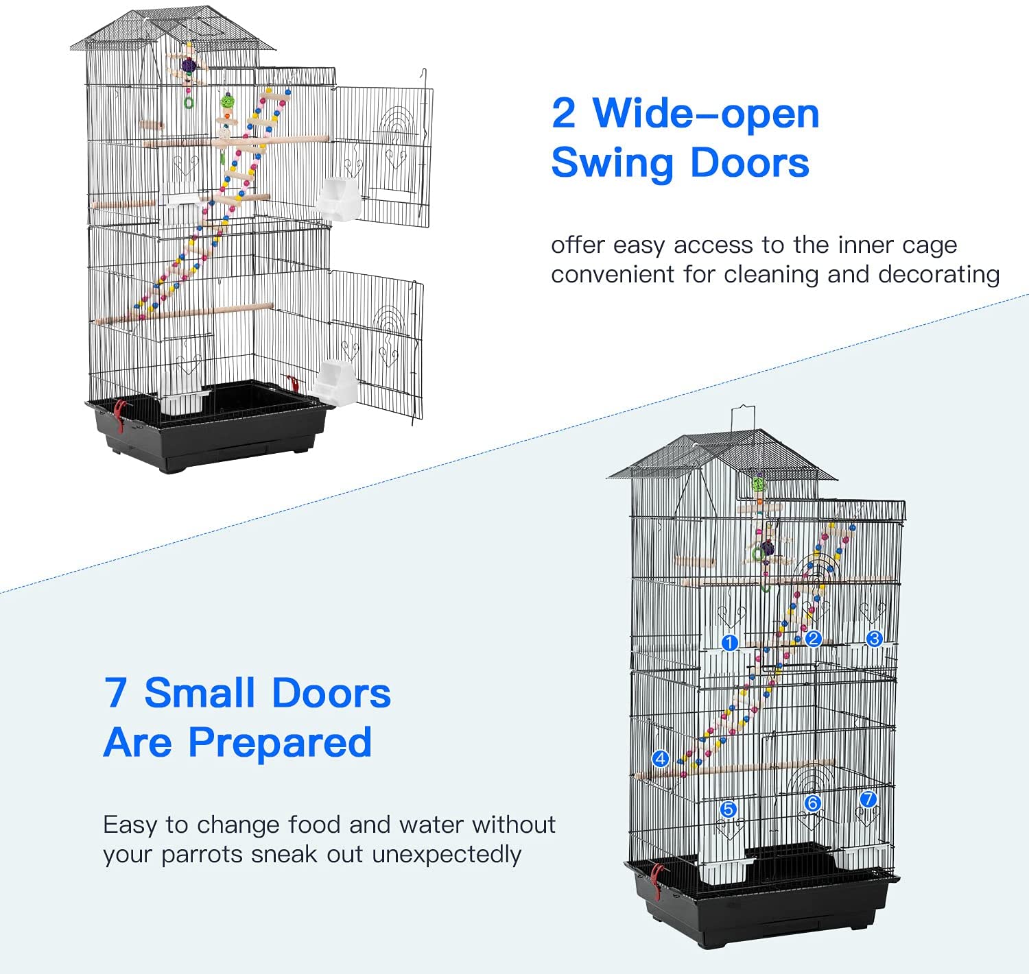 Bestpet 39-inch Roof Top Large Flight Parrot Bird Cage Accessories