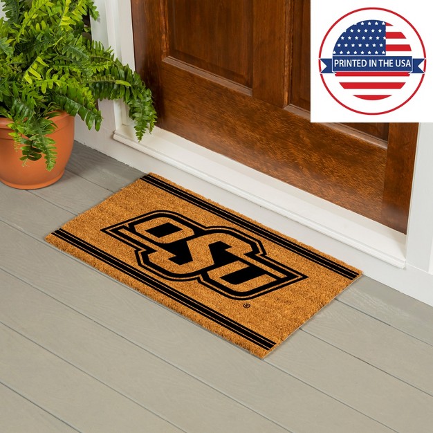 Evergreen Oklahoma State University Logo Turf Mat Brown 28 X 16 Inches Indoor Outdoor Doormat