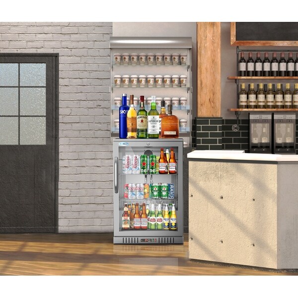 24 in. W 4.6 cu. ft. Commercial Glass Door Back Bar Cooler Refrigerator with LED Lighting in Stainless Steel