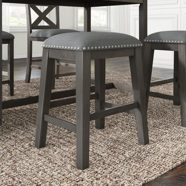 Rustic Farmhouse Dining Room Wooden Stools with Trim