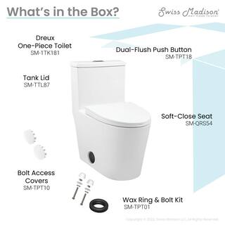 Swiss Madison Dreux 1-piece 0.951.26 GPF Dual Flush Elongated Toilet in Glossy White Seat Included SM-1T181