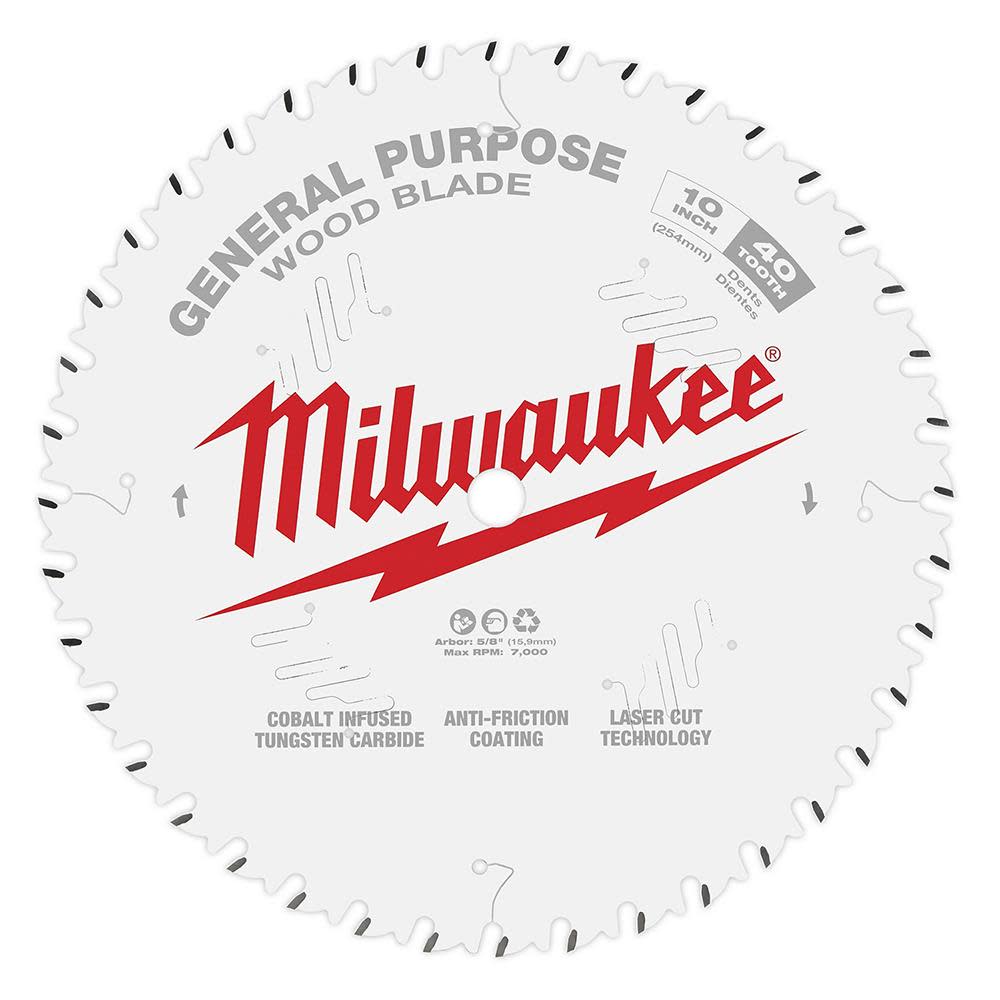 Milwaukee 10 in. 40T General Purpose Circular Saw Blade 48-40-1024 from Milwaukee