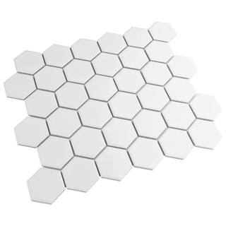 Merola Tile Metro 2 in. Hex White Porcelain Mosaic Tile (10.0 sq. ft.Case) FXLM2HGW