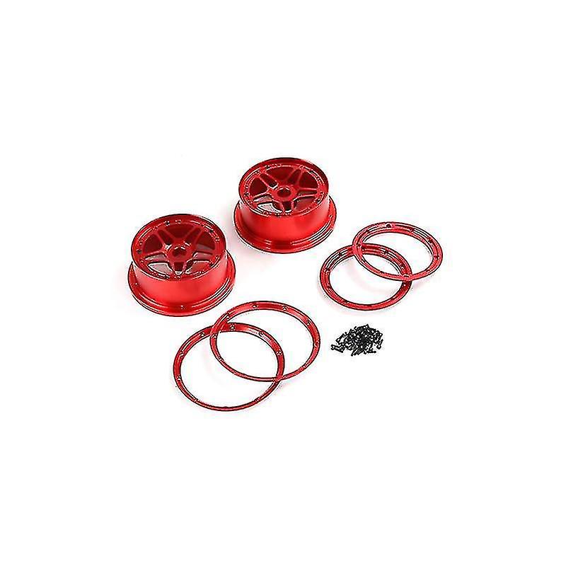 Cnc Metal Wheel Hub With Beadlock Wheel Rim Kit For 1/5 5ive T Rovan Kingmotorx2 Rc Parts，red