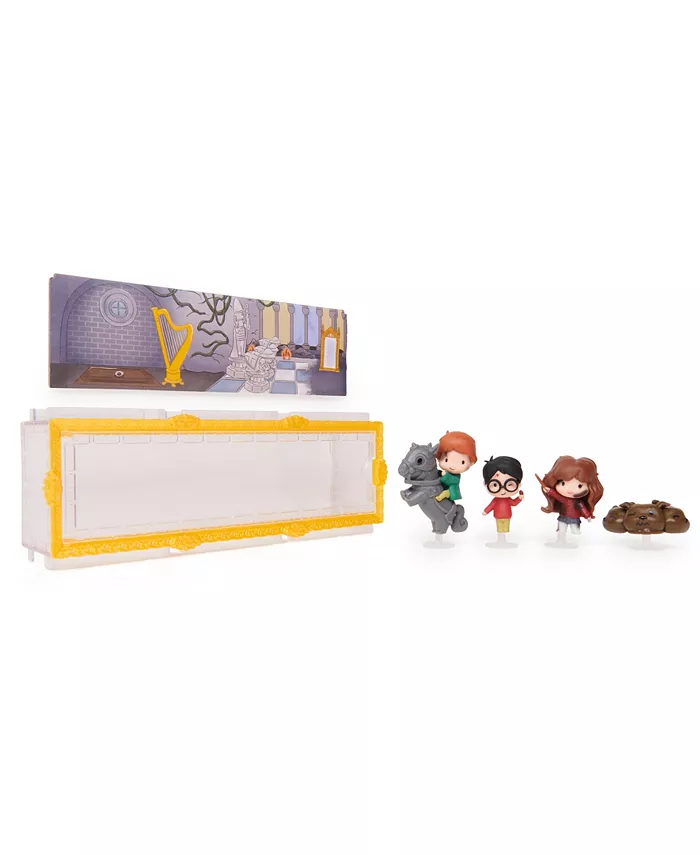 Wizarding World Harry Potter  Micro Magical Moments Scene Gift Set with Exclusive Harry  Hermione  Ron  Fluffy Figures