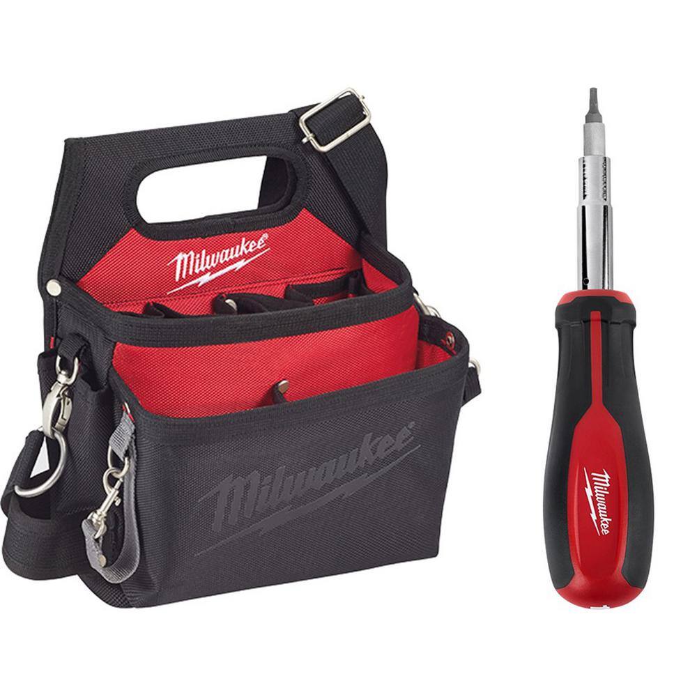 MW 15-Pocket Electricians Tool PouchHolster with Quick Adjust Belt and 11-in-1 Multi-Tip Screwdriver 48-22-8112-48-22-2761