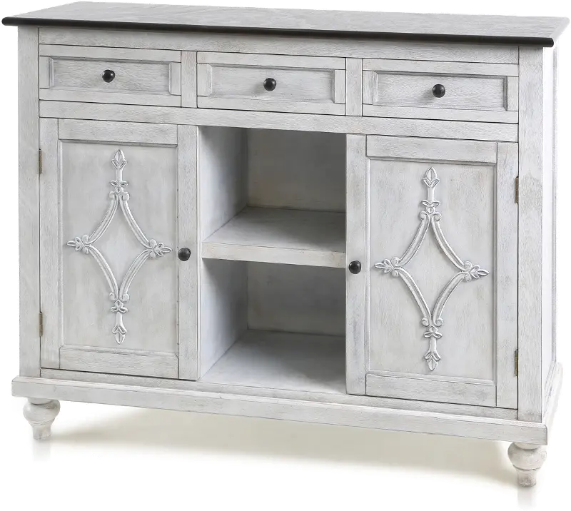 Old World Gray Turnberry Console Cabinet