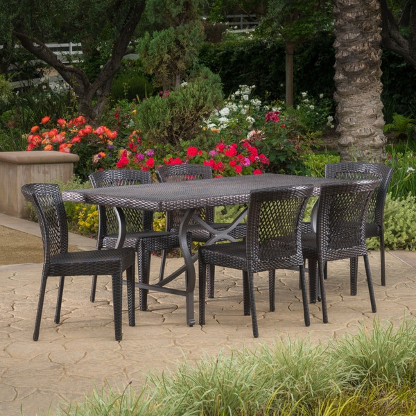 Charleston Outdoor 7piece Rectangle Dining Set by Christopher Knight Home