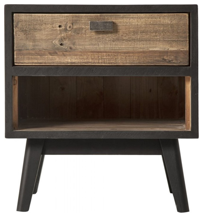 Home Square Storage End Table in Natural and Black   Set of 2   Midcentury   Side Tables And End Tables   by Homesquare  Houzz