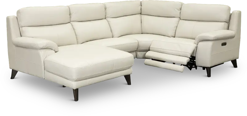 Venice White 4 Piece Power Reclining Sectional