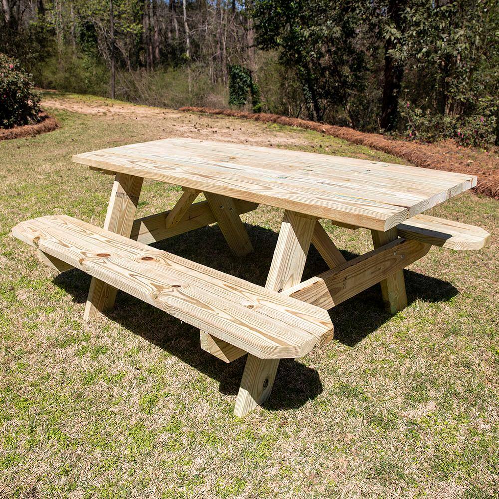 30.5 in. x 71 in. Deluxe 59 in. Picnic Table with Treated Legs 31428571